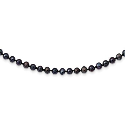 4-5mm Black Cultured Freshwater Pearl Necklace 16 Inch Sterling Silver Rhodium-plated QH5152-16, MP…