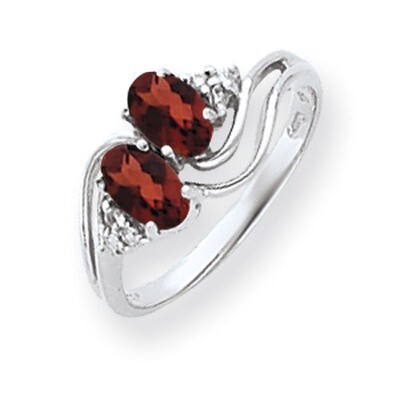 Garnet Checker Diamond Ring 14k white Gold 6x4mm Oval Y4618GC/A, MPN: Y4618GC/A, 883957468143