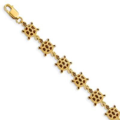 Brown Enamel Sea Turtle Bracelet 14k Gold FB1570-7.5, MPN: FB1570-7.5, 637218118502