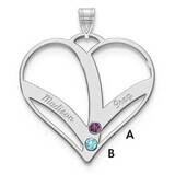 14KY Bezels 2 Names &amp; Birthstones Mothers Heart Charm 14k White Gold XNA865/2W, MPN: XNA865/2W,