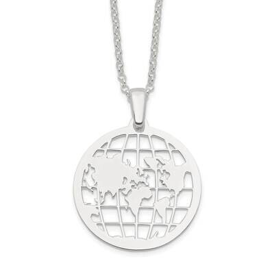 World with 2 In Extender Necklace 16 Inch Sterling Silver Polished QG6156-16, MPN: QG6156-16, 19690…