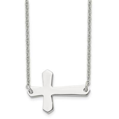 Sideways Cross Necklace Stainless Steel Polished SRN1179-21, MPN: SRN1179-21, 191101789502