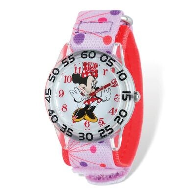 Disney Minnie Mouse Pink Dot Acrylic Time Teacher Watch Kids XWA5128, MPN: XWA5128, 843231080485
