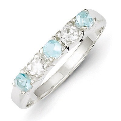 Light Blue &amp; White Diamond Ring Sterling Silver QR4401, MPN: QR4401, 883957537849