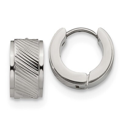 Patterned Hinged Hoop Earrings Stainless Steel SRE1321 by Chisel, MPN: SRE1321, 191101499395