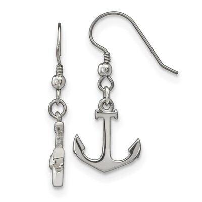 Anchor Dangle Shepherd Hook Earrings Stainless Steel Polished SRE1190 by Chisel, MPN: SRE1190, 1911…