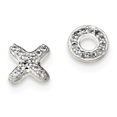 CZ Diamond X &amp; O Post Earrings Sterling Silver QE11886, MPN: QE11886, 191101230431