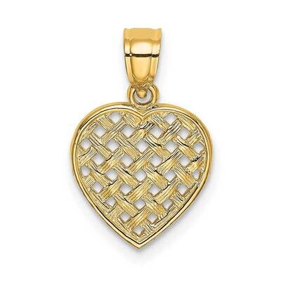 Textured Woven Heart Charm 14k Gold Cut-out K7101, MPN: K7101, 637218006465