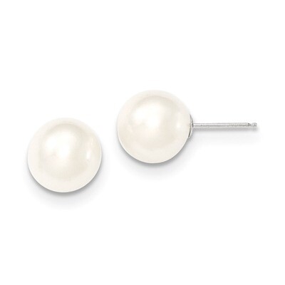 10-11mm White Round Cultured Pearl Stud Earrings 14k White Gold XW100PW, MPN: XW100PW, 886774563404