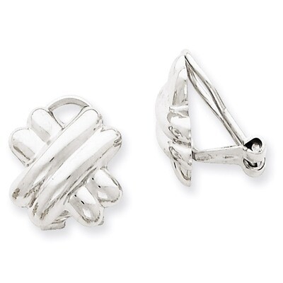 Polished Non-pierced X Omega Back Earrings 14k White Gold TM282, MPN: TM282, 658226125825