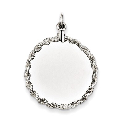 Round with Rope Disc Charm Engravable Sterling Silver QM386/18, MPN: QM386/18, 883957521282