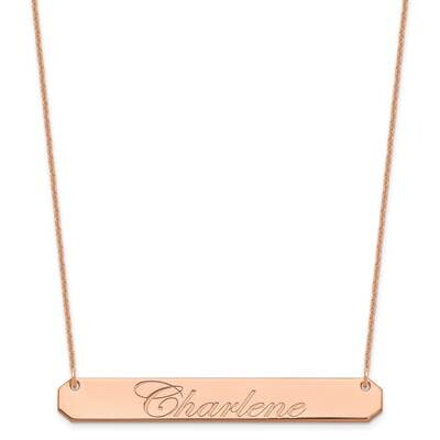 Polished Edwardian Script Bar Necklace 14k Rose Gold Large XNA1225R, MPN: XNA1225R,