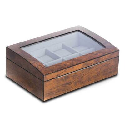 Brown Burlwood Finish 8-Watch Case with Glass Window GM21254, MPN: GM21254, 797140576808