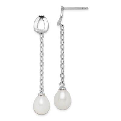 7-8mm White Rice Freshwater Cultured Pearl Earrings Sterling Silver Rhodium Plated QE15463, MPN: QE…