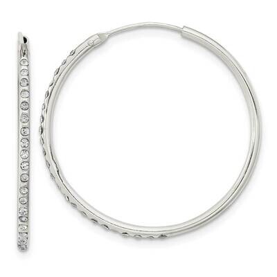 CZ Diamond Endless Hoop Earrings Sterling Silver Polished QE16226, MPN: QE16226, 196904168196
