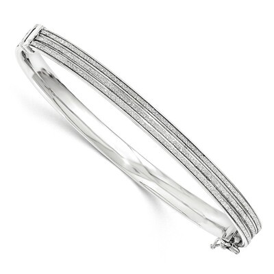 Glitter Hinged Bangle Sterling Silver QB1030
