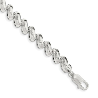 Fancy Link Bracelet 7.5 Inch Sterling Silver Diamond Cut QG3599-7.5, MPN: QG3599-7.5, 196904164815