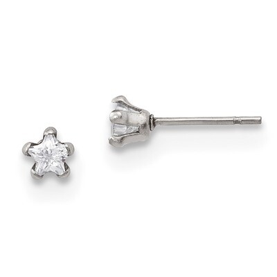 4mm Star Diamond CZ Stud Post Earrings Stainless Steel Polished SRE1117 by Chisel, MPN: SRE1117, 19…