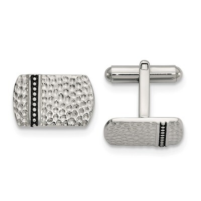 Hammered Cufflinks Stainless Steel Antiqued Polished SRC405 by Chisel, MPN: SRC405, 191101017407