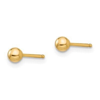 Polished 3mm Ball Post Earrings - 14k Gold SE100 by Madi K, MPN: SE100, 886774998633