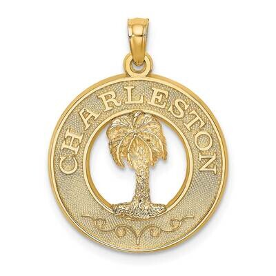 Charleston Round Frame with Palm Tree Charm 14k Gold K7555, MPN: K7555, 637218115839