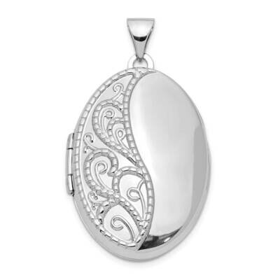 26mm Scroll Oval Locket Sterling Silver Rhodium-plated QLS966, MPN: QLS966, 886774040912