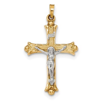 Textured and Polished INRI Crucifix Pendant 14k Two-Tone Gold XR1492, MPN: XR1492, 886774619828