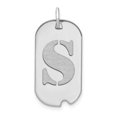 Letter S Initial Dog Tag Pendant 14k White Gold Polished YC1439WS, MPN: YC1439WS, 196904087664