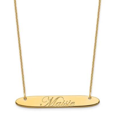 Polished Oblong Edwardian Script Bar Necklace 14k Gold Medium XNA1221Y, MPN: XNA1221Y,