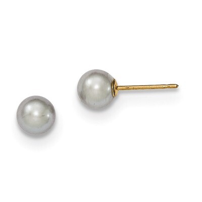 5-6mm Grey Round Cultured Pearl Stud Earrings 14k Gold X50PG, MPN: X50PG, 191101433122