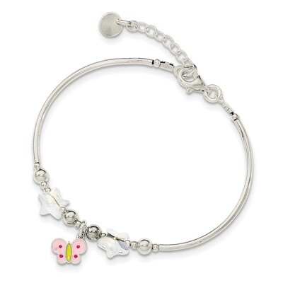 Children&#39;s Enamel Swarovski Butterfly Stars Bracelet 6 Inch Sterling Silver QG4077-6, MPN: QG4077-6…