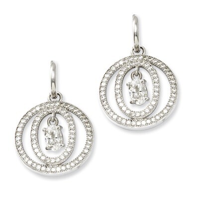 CZ Brilliant Embers Dangle Post Earrings Sterling Silver QMP534