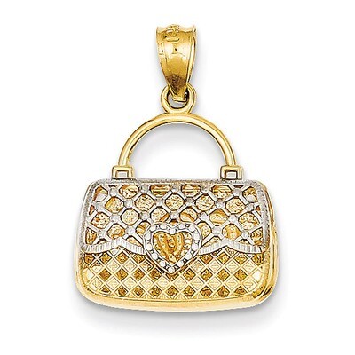 Reversible Heart Handbag Pendant 14K Gold &amp; Rhodium D4174, MPN: D4174, 883957138329