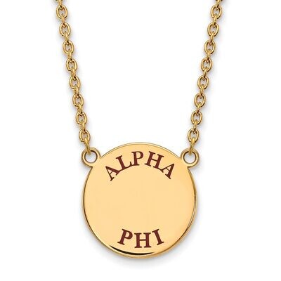 Alpha Phi Small Enameled Pendant with 18 Inch Chain Gold-plated Silver GP015APH-18, MPN: GP015APH-1…