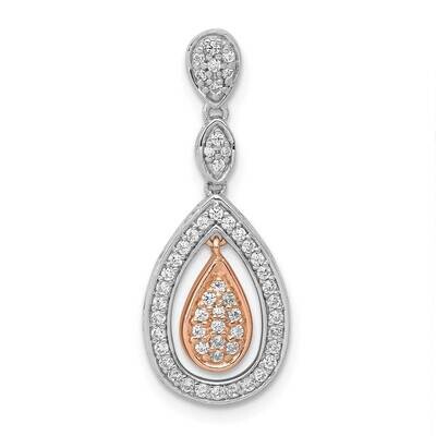 1/4Ct. Diamond Double Teardrop Chain Slide 14k Rose &amp; White Gold PM4795-025-WRA, MPN: PM4795-025-WR…