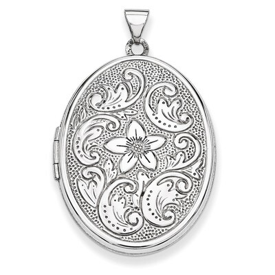 32mm Oval Flower With Scrolls Locket 14k White Gold XL580, MPN: XL580, 886774129457