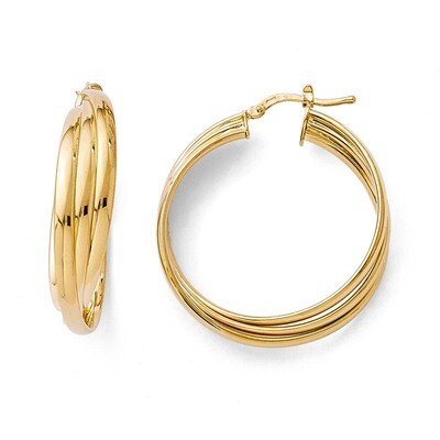 Twisted Hinged Hoop Earrings Bronze Polished  BZE112