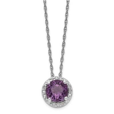 Sterling Silver Amethyst and Diamond Necklace PXS2979/AM-SSBS43