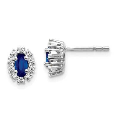 SI1/SI2 G H I &amp; Cr. Sapphire Oval Post Earrings 14k White Gold Lab Grown Diamond EM5591-SA-020-WLG,…