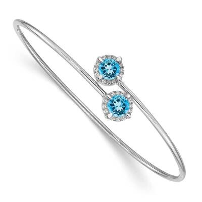Blue Topaz Flexible Bangle 14k White Gold BM4506-BT-012-WA, MPN: BM4506-BT-012-WA, 883957372785