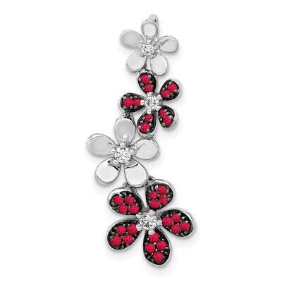 .29 Ruby Four Flowers Chain Slide 14k White Gold Diamond PM4045-RU-012-WA, MPN: PM4045-RU-012-WA, 8…