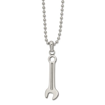 Wrench Necklace Stainless Steel Polished SRN2626-24 by Chisel, MPN: SRN2626-24, 191101673054