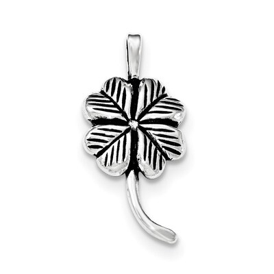 Antiqued &amp; Textured Clover Chain Slide Sterling Silver QC8656