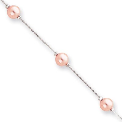 Kelly Waters Pink Simulated Pearl Bracelet 7.25 Inch Rhodium-plated KW197-7.25, MPN: KW197-7.25, 88…