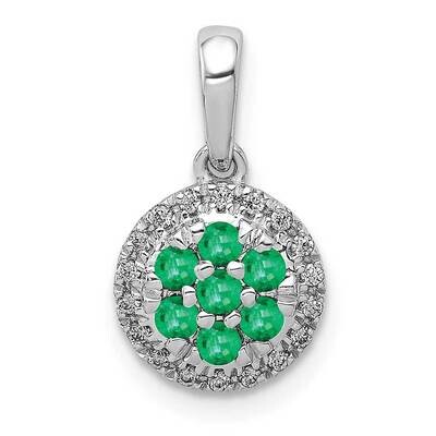 .28 Emerald Halo Circle Pendant 14k White Gold Diamond PM5255-EM-010-WA, MPN: PM5255-EM-010-WA, 883…