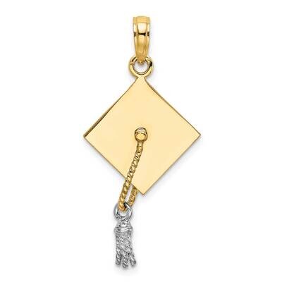 Graduation Cap with Rh Moveable Tassle Charm 14k Gold 3-D K9312, MPN: K9312, 637218140886