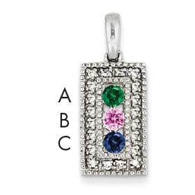 Family Jewelry Synthetic Stone &amp; Diamond Set Pendant 14k White Gold XMPW41/3SY, MPN: XMPW41/3SY, 88…