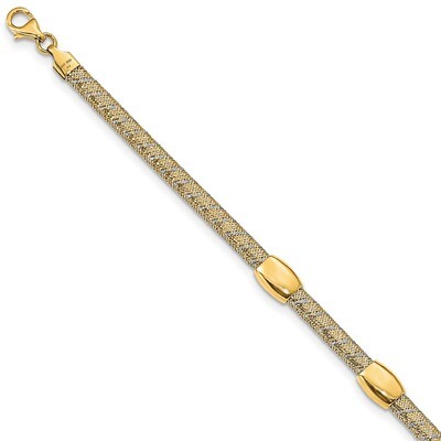 Leslie&#39;s White Rhodium Mesh CZ Bracelet 14k Gold HB-LF1280-7.25, MPN: LF1280-7.25, 191101394867