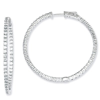 100 Stones In and Out Round Hoop Earrings Sterling Silver with Diamonds QE7577, MPN: QE7577, 886774…