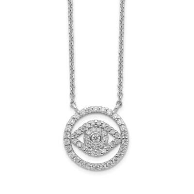Cz Evil Eye Necklace with 2 Inch Extension Sterling Silver Rhodium-plated QG5276-17, MPN: QG5276-17…